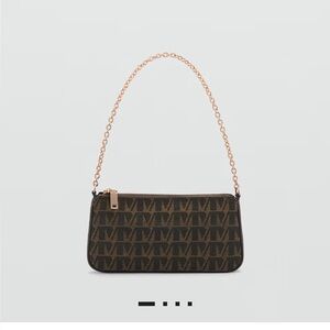 Monogram Pattern Brown Shoulder Bag with Gold Chain small bag.